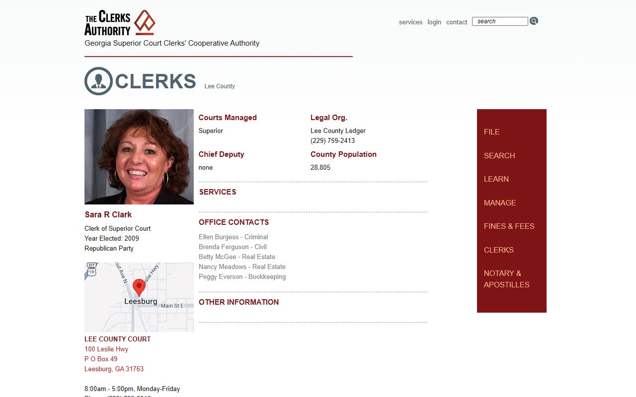 Lee County Clerk of Superior Court GSCCCA record profile