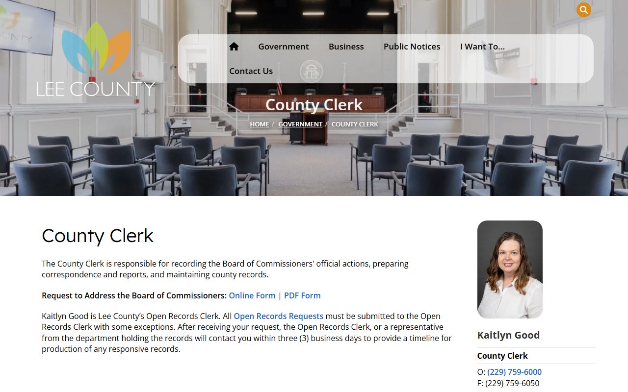 Lee County Clerk records open-records routing page