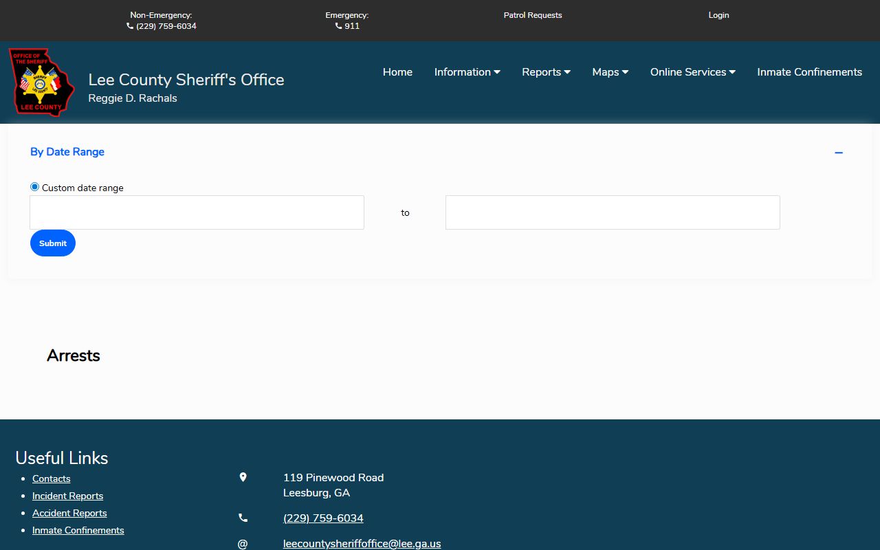 Lee County Citizen Connect arrest search page