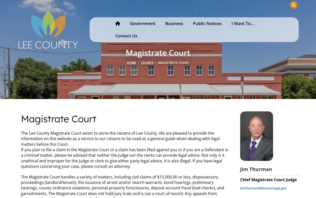 Lee County court dockets Magistrate Court public access source