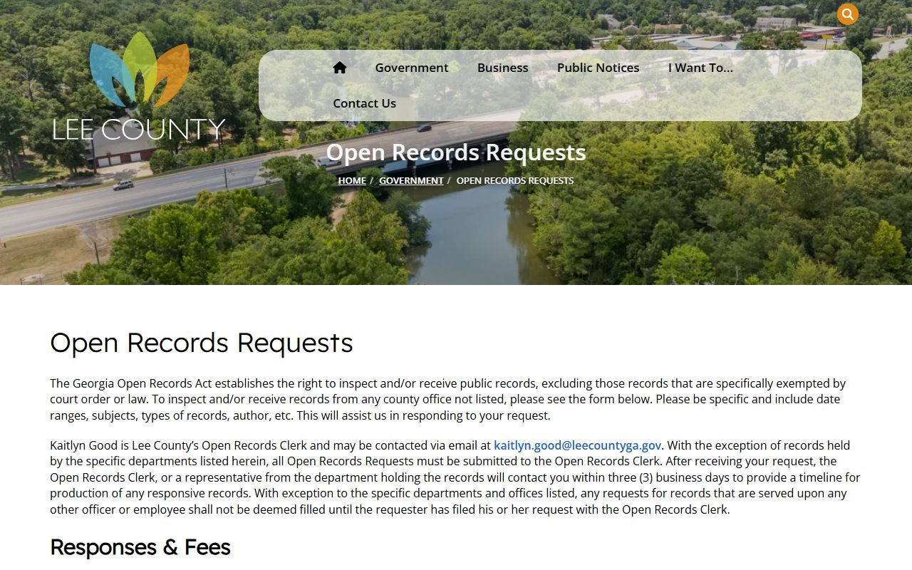 Lee County court records open records routing page