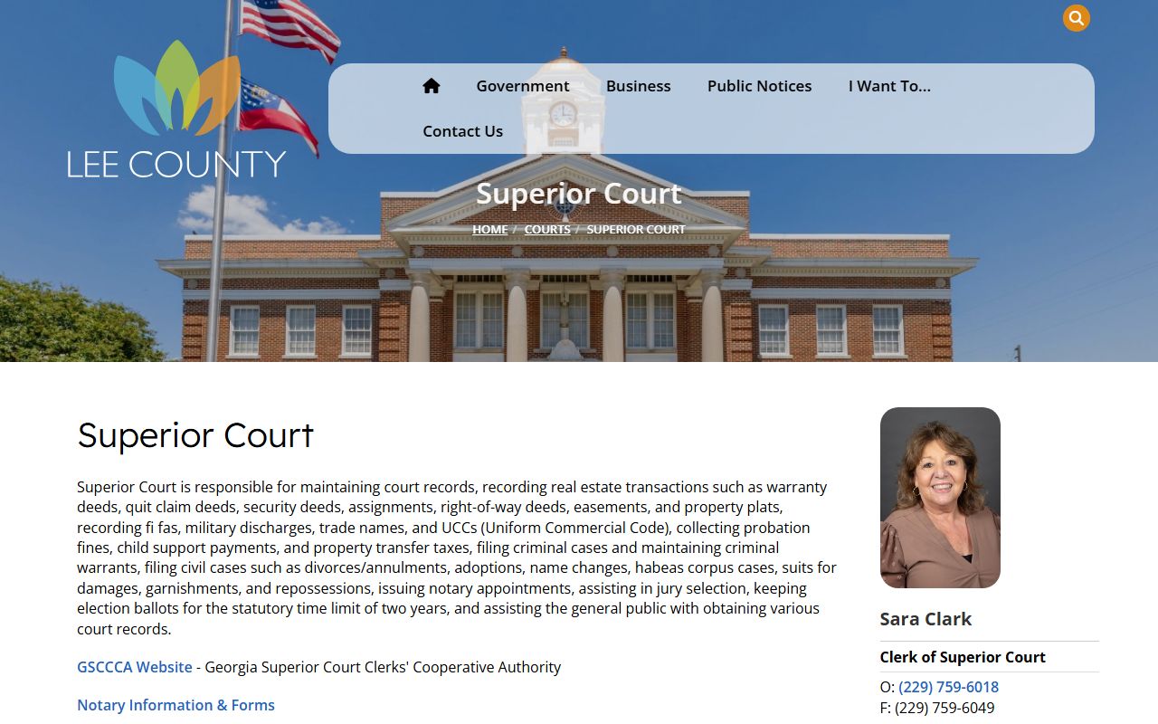 Lee County court records Superior Court page