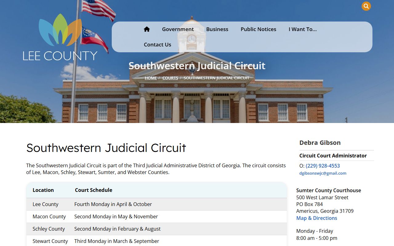 Lee County criminal court records Southwestern Judicial Circuit page