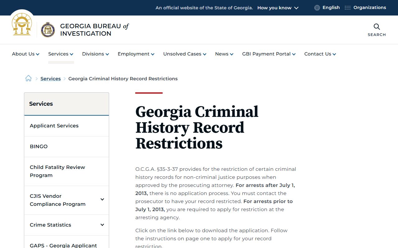 Lee County criminal court records GBI record restriction guidance