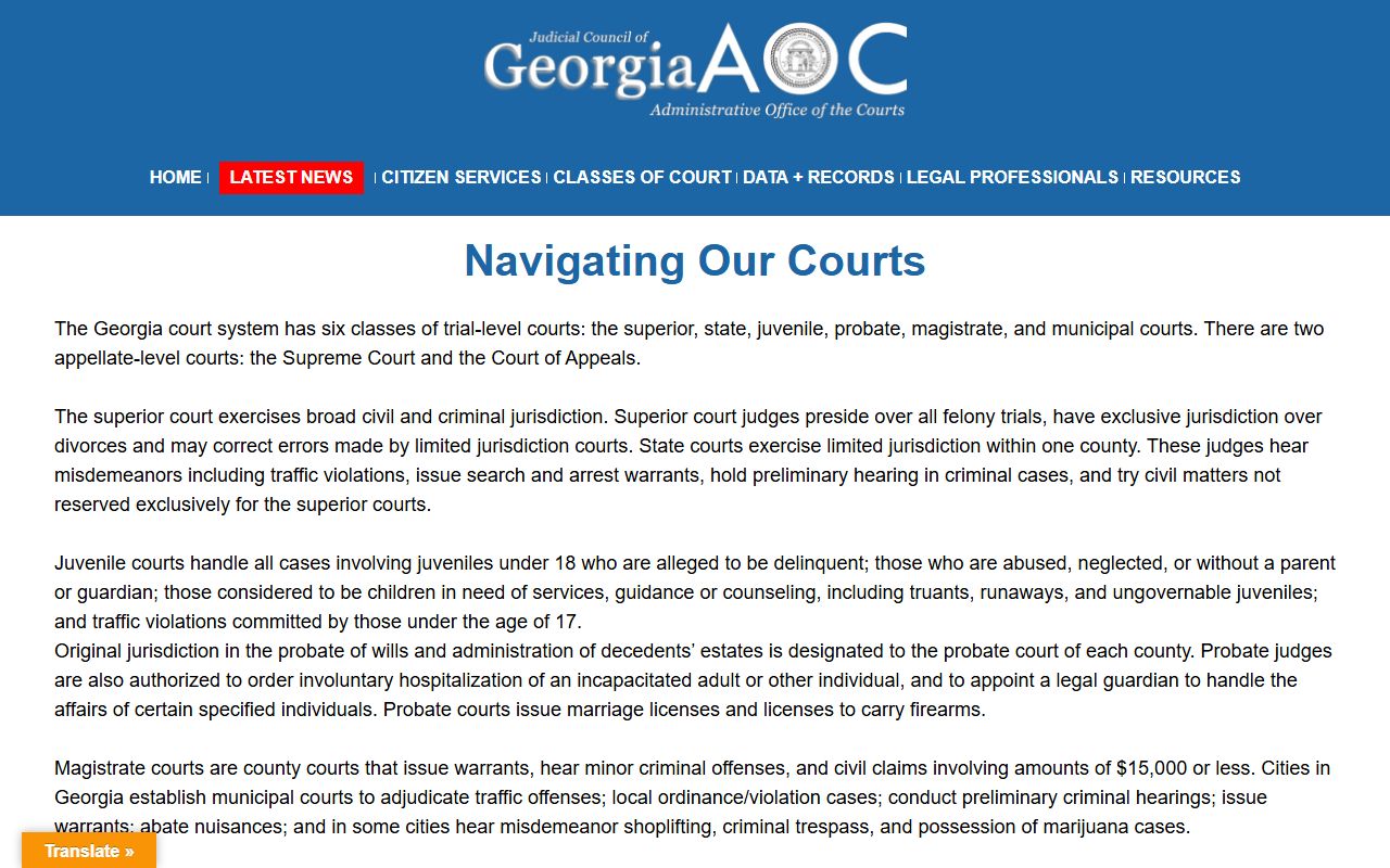 Lee County Court records Georgia court hierarchy