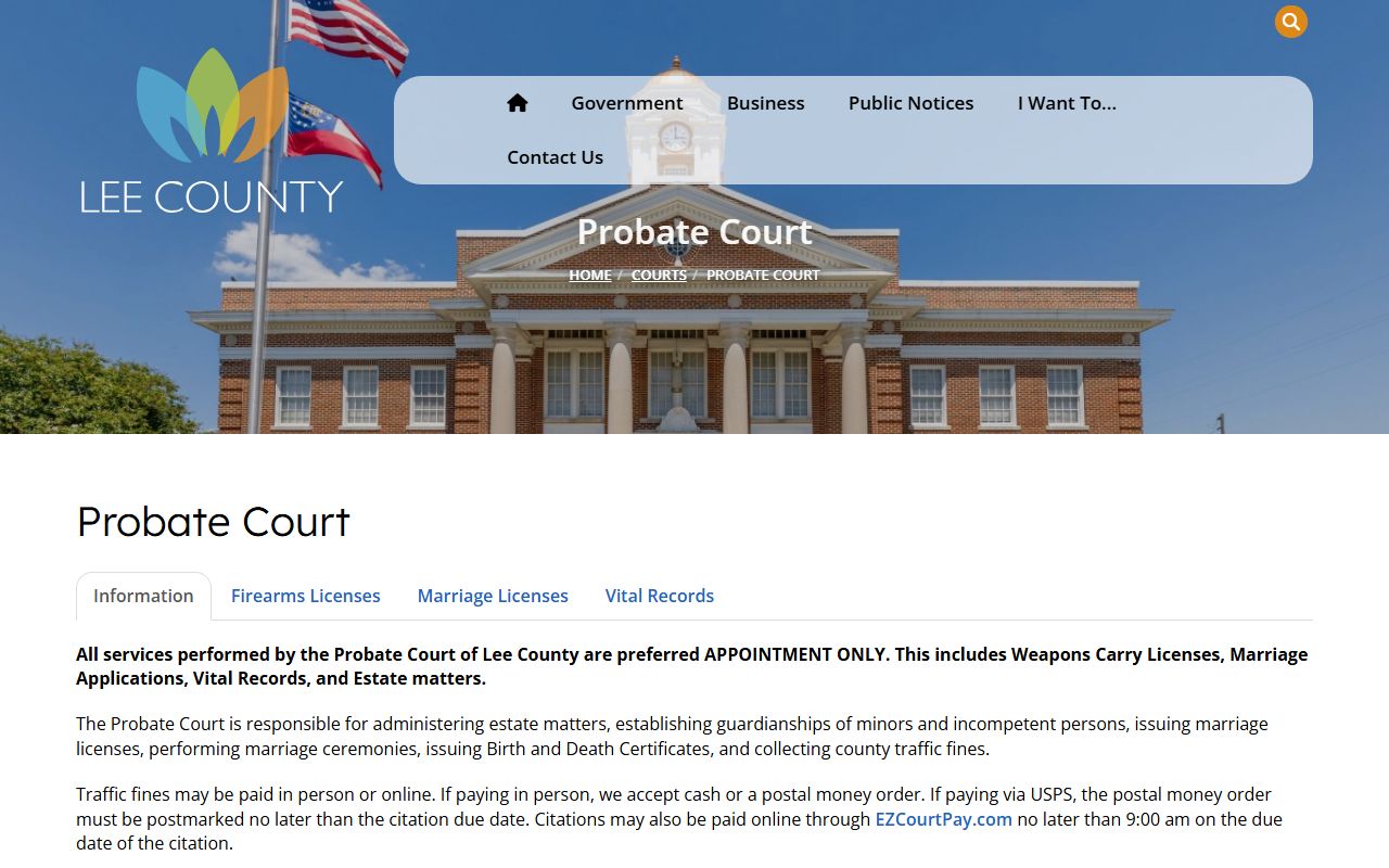Lee County probate records Probate Court official page