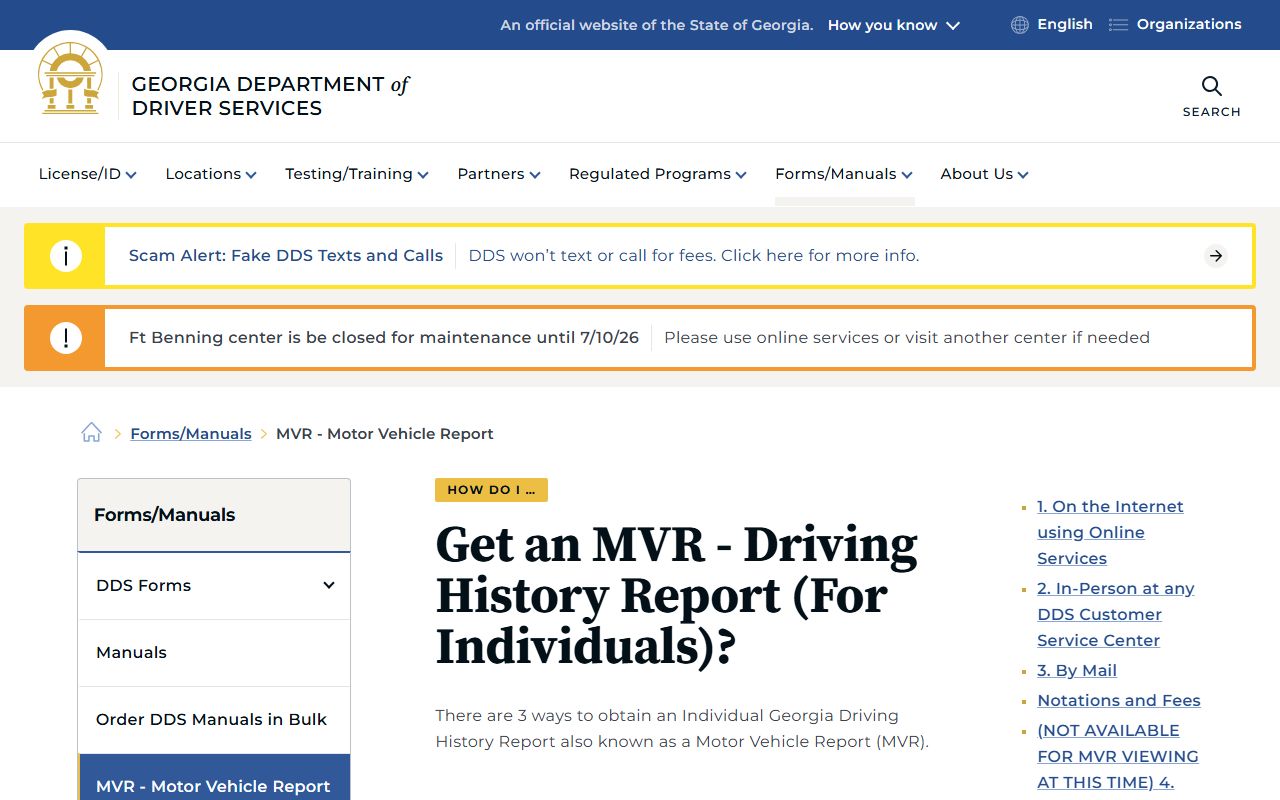 Lee County traffic court records Georgia DDS MVR guide