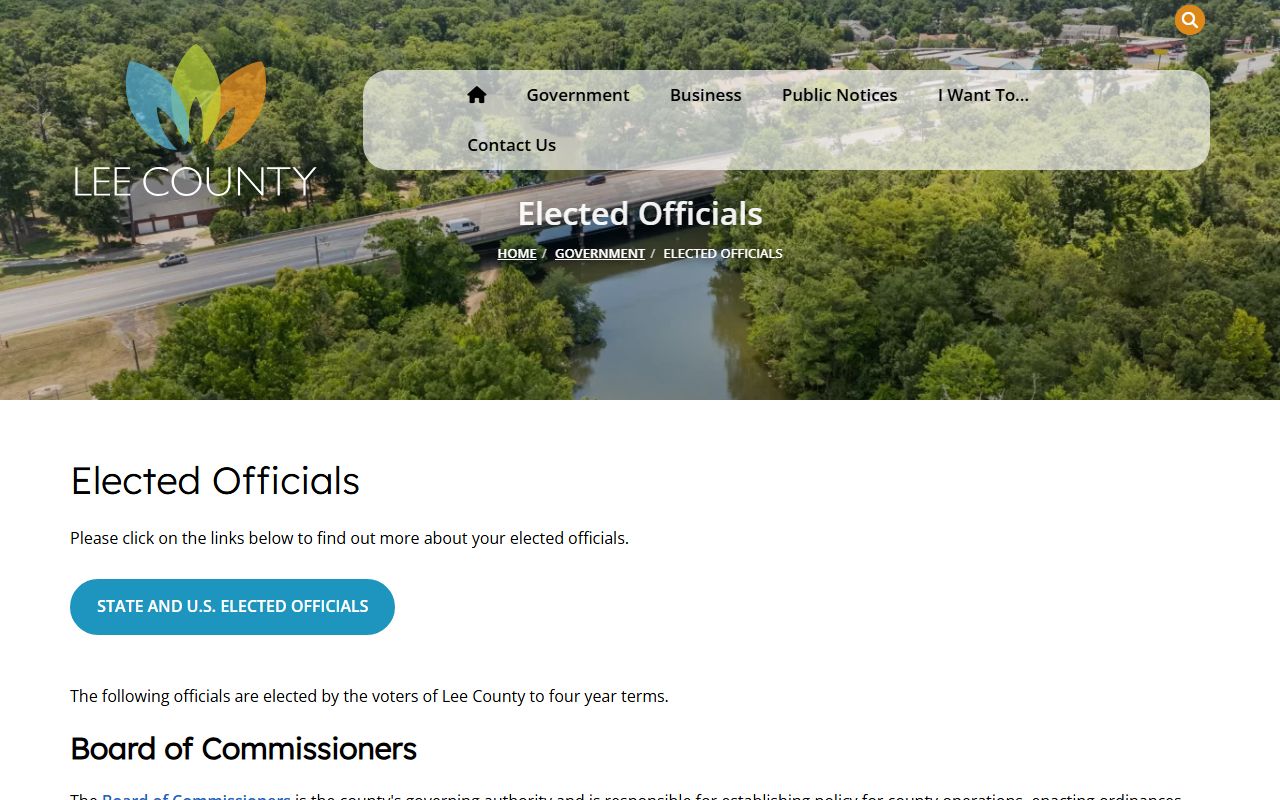 Lee County elected officials page describing court and sheriff duties